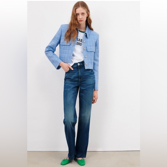 Zara Jackets & Blazers - ZARA CROPPED TEXTURED BLAZER
SKY BLUE & SHORT TEXTURED WEAVE JUMPSUIT
SKY BLUE